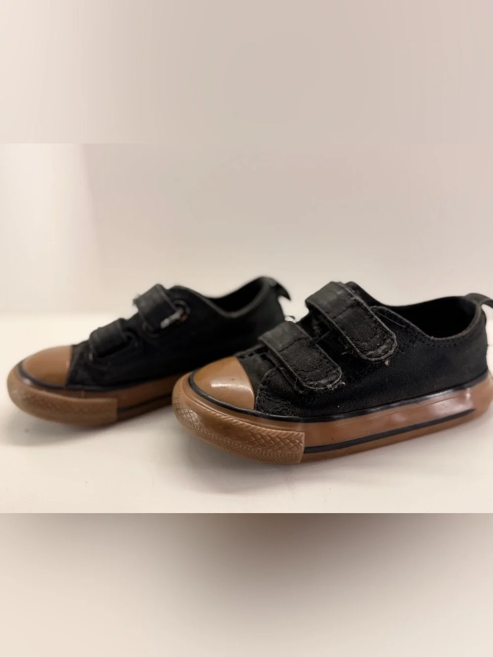 Converse Kids Black Canvas Sneakers with Brown Gum Sole